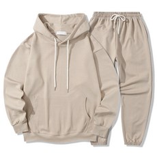 ILLUSO 男女通用柔軟特級雙面棉連帽T恤 + 褲腳束口運動褲套裝