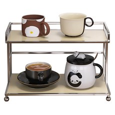 메이크마인 2단 머그컵 진열 화장품 트레이 향수 진열 트레이 정리대, 연노랑, 1개