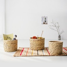 MARKET B SUCANE 手工編織籃 3件組 BDD11, 1套, 自然色