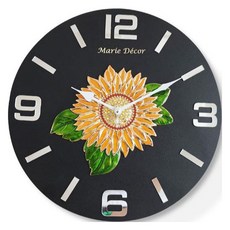 MARIEDECOR 向日葵圖案掛鐘, 黑色的