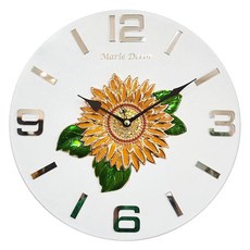 MARIEDECOR 向日葵圖案掛鐘, 白色的