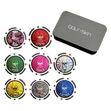 GOLF SKIN 全息鐳射高爾夫遊戲籌碼球標記 附收納盒 球場趣味賽 8件組, 混合色, 1套