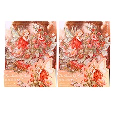 올리브파티 플라워요정 소녀 감성 빈티지 인물 방수 다꾸 스티커 30p 세트, 2세트, 레드