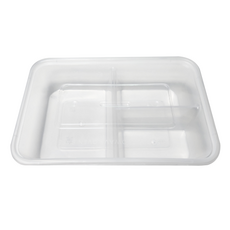 Hugoing 耐熱3格透明一次性便當盒組 附蓋 650ml, 1套