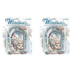 OLIVEPARTY 窗邊的貓咪 感性復古手帳裝飾貼紙 30p 套組, 藍色, 2套