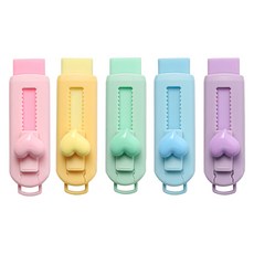 Eumes 愛心馬卡龍滑動橡皮擦 5種組, 混色, 1組