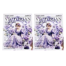 올리브파티 인물 소녀 시리즈 빅토리안 감성 다꾸 스티커 30p 세트, 퍼플, 2세트