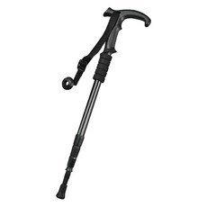 OMT 4節T字型可折疊式杜拉鋁登山杖, 1個, 黑色