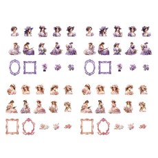 올리브파티 인물 소녀 시리즈 빅토리안 감성 다꾸 스티커 2종 세트, 퍼플, 핑크, 1세트