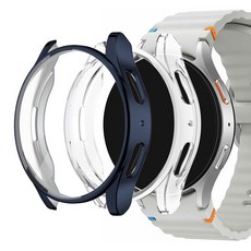 SPACE SHIELD Galaxy Watch 相容 全覆蓋保護殼 2件組, 午夜藍, 透明