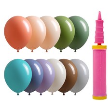 Joy Balloon 藝術家氣球 30 公分 100 個 + 手動幫浦套裝, 氣球(隨機出貨)、手動幫浦(粉紅色), 1組