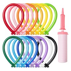 joyparty Joy Balloon 260 彩虹氣球 100入 + 手動打氣筒組合, 1套, 氣球(隨機出貨), 手動打氣筒(馬卡龍粉)