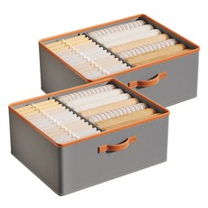 隔板收納整理箱, 灰色, 2個