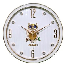 KOMAX 부엉이 무소음 벽시계 지름 30cm 388WW, 혼합색상