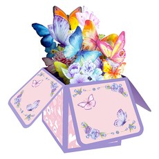 만들하비 3D 입체 팝업 생일 축하 카드 세트, 06 버터플라이박스, 1세트