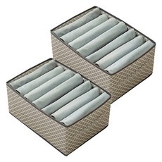 GRID 收納箱 不織布衣物整理箱 褲子7格, 灰色格紋, 2個