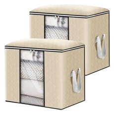 米色鋪棉收納箱 衣物整理箱, 單一顏色, 2個