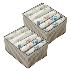 GRID 收納箱 不織布衣物整理箱 毛巾 5格, 灰色格紋, 2個