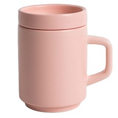 Benjamin霧面粉彩馬克杯 330ml+蓋子組, 粉紅色, 1組