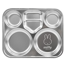 kitchen U Miffy 不鏽鋼基本款餐盤, 銀色, 1個, 單品