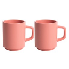벤자민 무광 파스텔 컬러 레고 스택 머그 330ml, 인디핑크, 2개