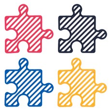 에스앤큐 귀여운 퍼즐 냄비받침 4종 세트, 레드, 블루, 블랙, 옐로우, 1세트