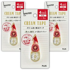 PLUS 普樂士 Whiper Petit 奶油色修正帶 4mm WH-814Y, 3個, 紅色