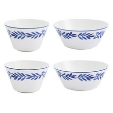 藍風鈴瓷骨餐碗套組, 混色, 1組, 湯碗+飯碗 各2入