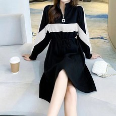 엘쏘 하프 터플넥 반집업 스트링 원피스 빅사이즈 포함