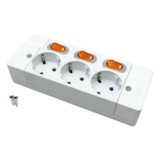 개별스위치 노출 전선형 멀티탭 3구 E-8257, 1개