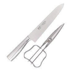 제우스 올스텐 딤플 셰프나이프 210mm + 나비 주방가위 205mm, 1세트, 칼 + 가위