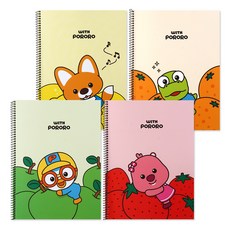 POPO FANCY 清爽水果單環筆記本, Pororo + Loopy + Crong + Eddy, 4個