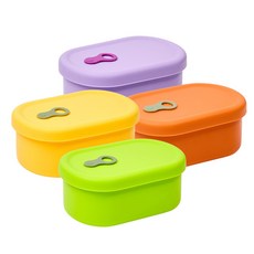 Simvola Sillipop矽膠食品包芒果黃+紫羅蘭+橘子+青蘋果小號350m套裝, 芒果黃+紫羅蘭+橘色+青蘋果綠, 1組