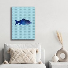 타공판닷컴 인테리어용품 폴리아트 블루피쉬 UV프린팅타공판 600 x 800 mm, 혼합색상, 1개