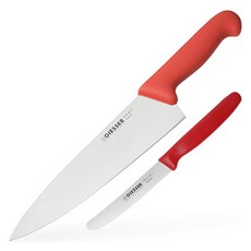 GIESSER 2種刀紅色, 廚師刀23cm+肉末11cm, 1組