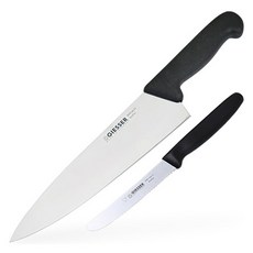 GIESSER 2種主廚刀黑色, 廚師刀23cm+鋸齒11cm, 1組