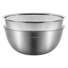 Torini 不鏽鋼網狀盆2件組, 網狀盆 24cm + 鋼盆 24cm, 1套