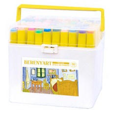 YOUNG ART PP白色外殼 + 黃色筆筒麥克筆套組, 80色, 1套