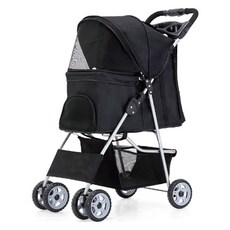 MrChuchu 寵物一鍵折疊推車, 黑色, 1個