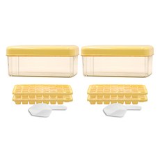 一鍵式雙層按壓製冰盒組, 黃色, 2套