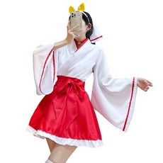 Opry 女用和服動漫巫女服大尺碼角色扮演服裝套組