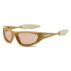 Mabsosop Y2K 復古自行車運動太陽眼鏡 RK2089, 米色, 1個