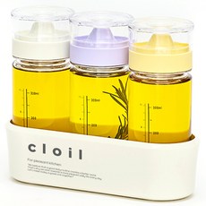 cimelax 托盤 防漏防碎 Cloeal 油瓶 350ml 3入 + 白色3格托盤, 1套