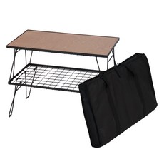 RED SNOW 保冷箱支架 2入 + 雙面木質上板 + 收納袋組合, 黑色(框架) + 樺木(上板)