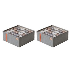 儲物襪子整理盒 襪子20格, 灰色, 2個