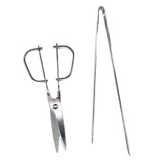 스텐 바베큐 집게 대 + 가위 세트, 1세트