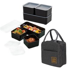Twin Meal Prep 雙層便當午餐盒, 沙黑色, 1套