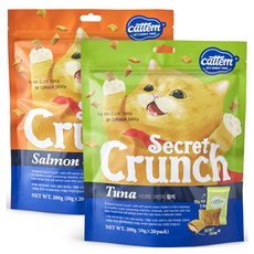 캣템 고양이 시크릿 크런치 간식 세트, 혼합맛(연어/참치), 400g, 1세트