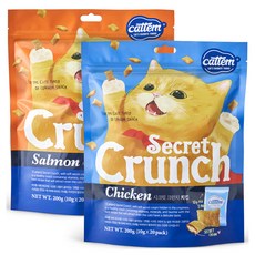 캣템 고양이 시크릿 크런치 간식 세트, 연어 + 치킨, 400g, 1세트
