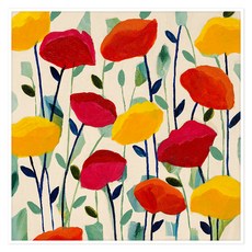 Art Mart 花卉畫 Cheerful Poppies Carrie Schmitt, 白色
